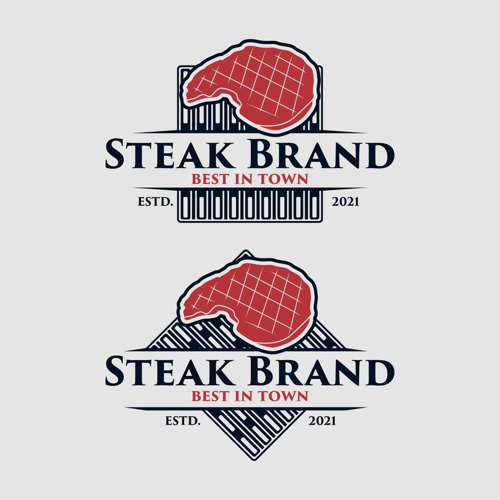 ensemble de modèle de logo de magasin de steak vecteur