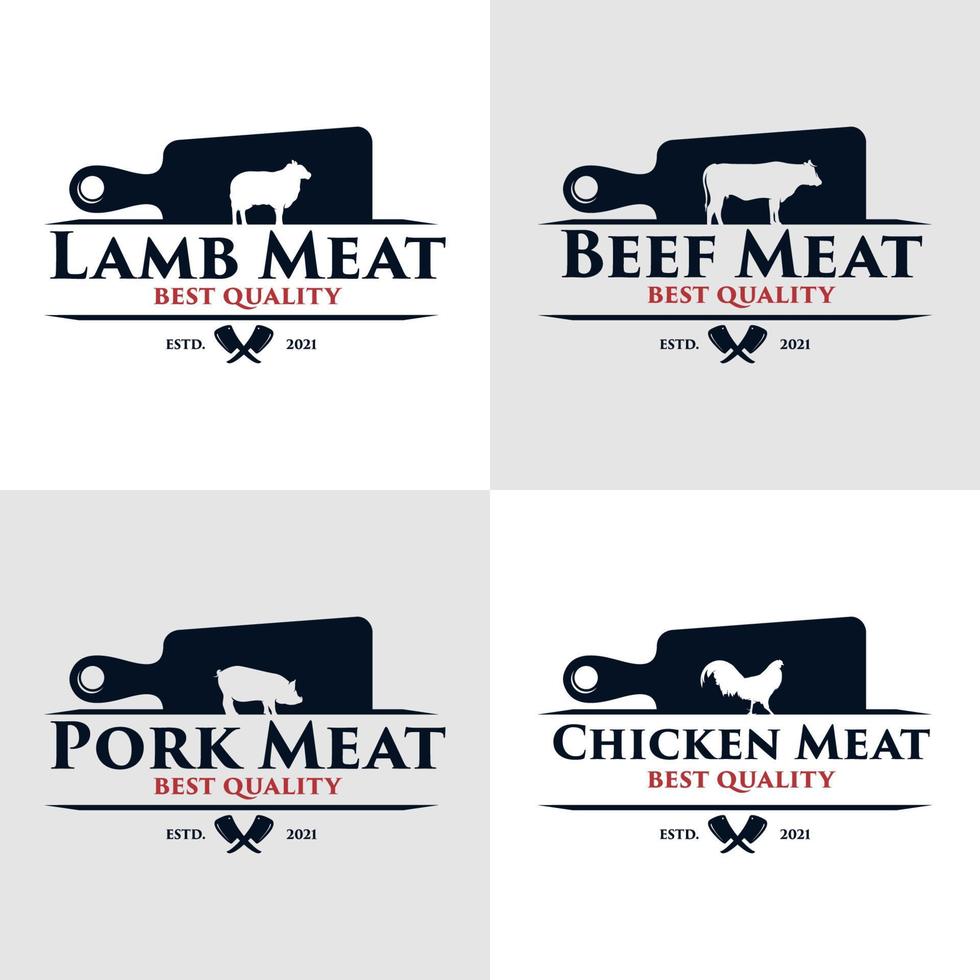 ensemble de création de logo de meilleure qualité de viande d'animaux vecteur