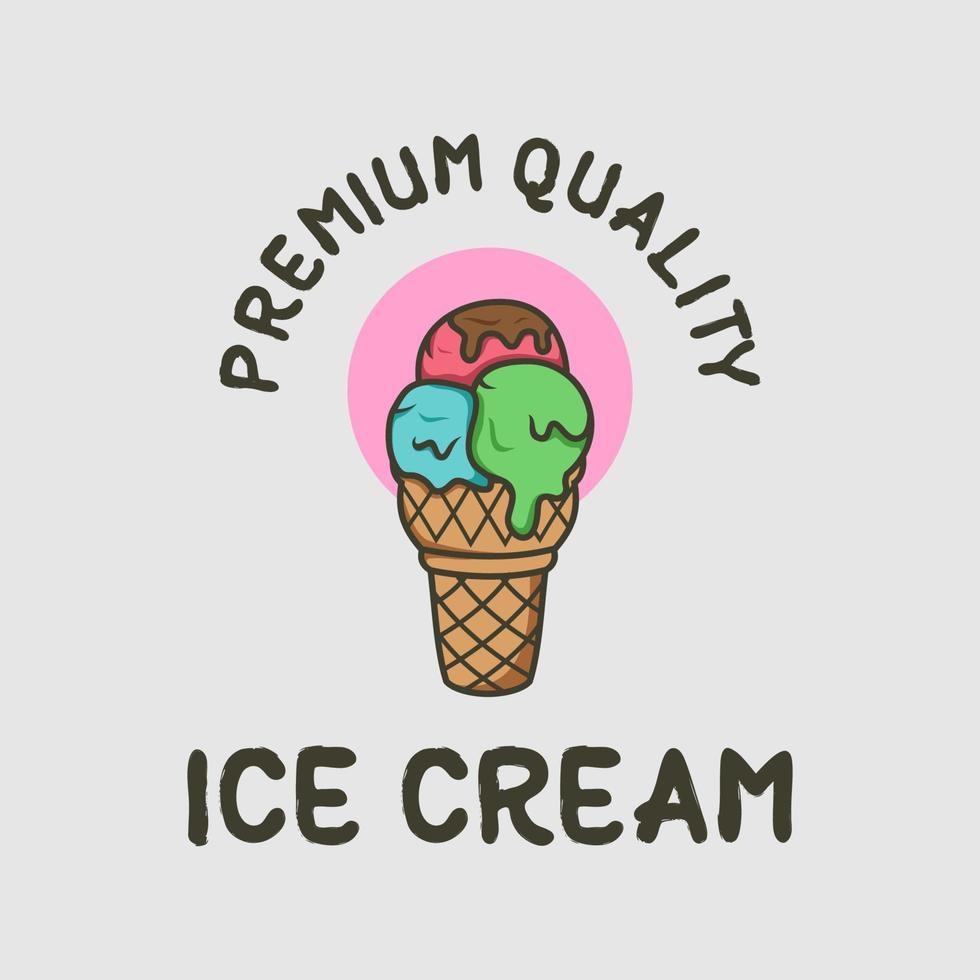 création de logo de crème glacée de qualité supérieure vecteur