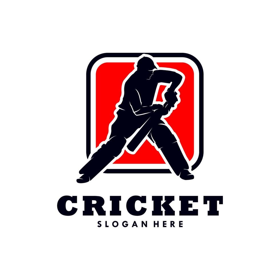 création de modèle de logo de sport de cricket vecteur