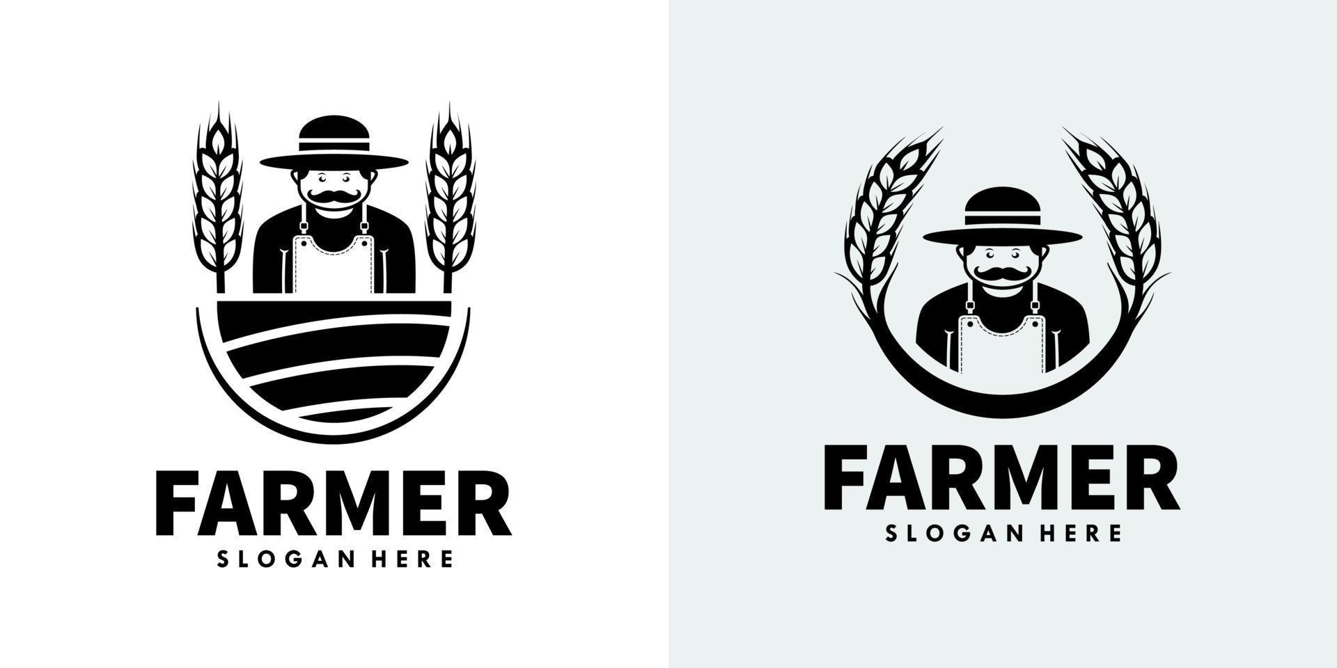 modèle de conception de logo agriculteur vecteur premium