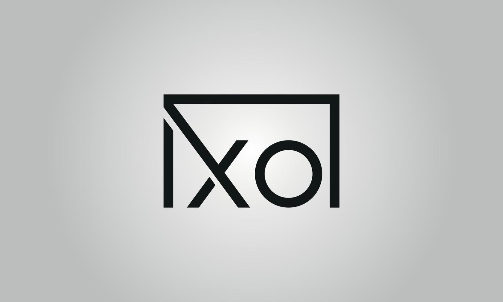 création de logo lettre xo. logo xo avec forme carrée dans le modèle vectoriel gratuit de couleurs noires.