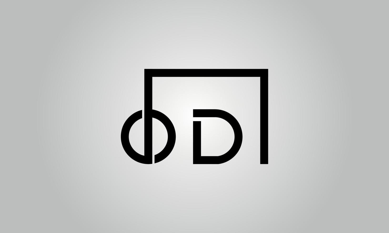 création de logo lettre od. logo od avec forme carrée dans le modèle vectoriel gratuit de couleurs noires.