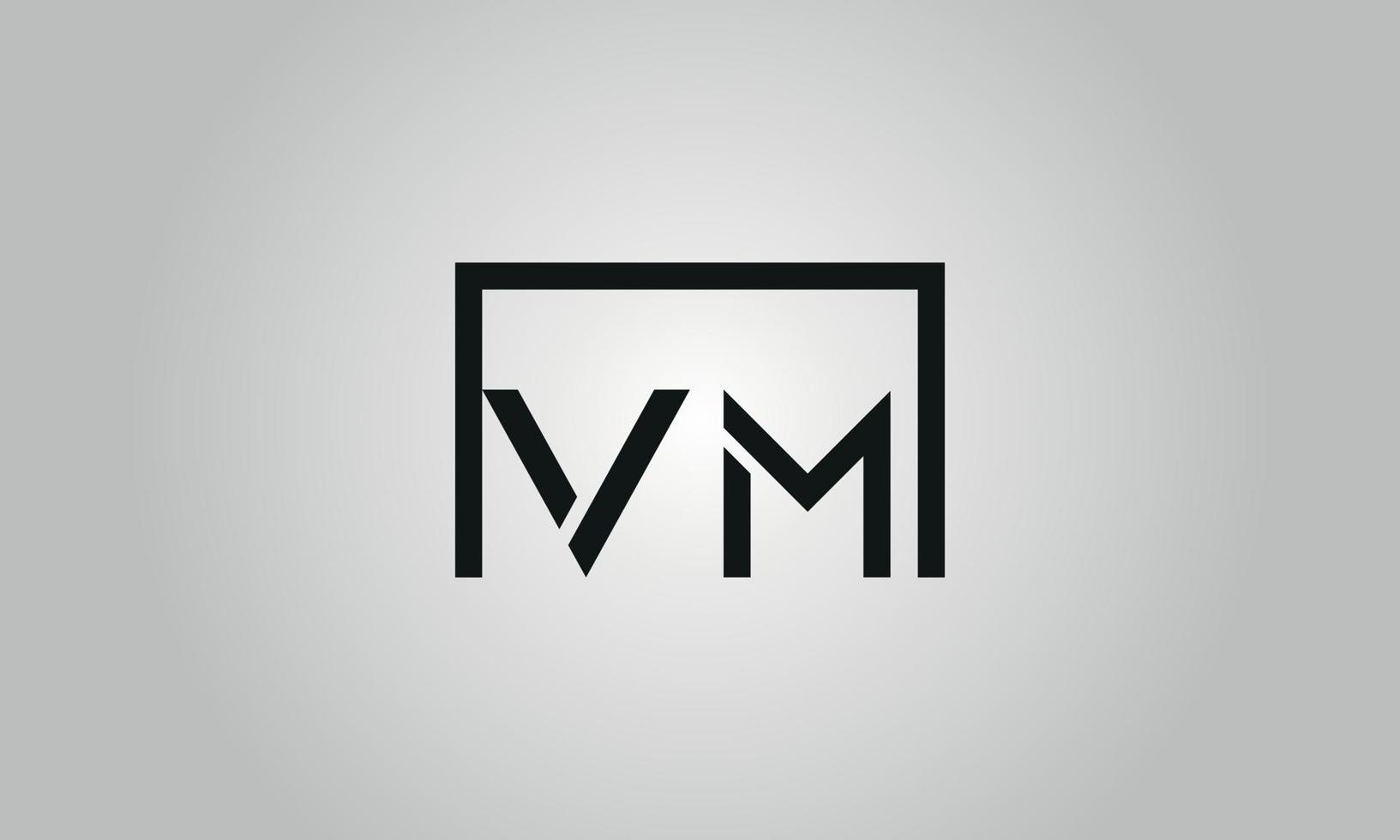 création de logo lettre vm. logo vm avec forme carrée dans le modèle vectoriel gratuit de couleurs noires.