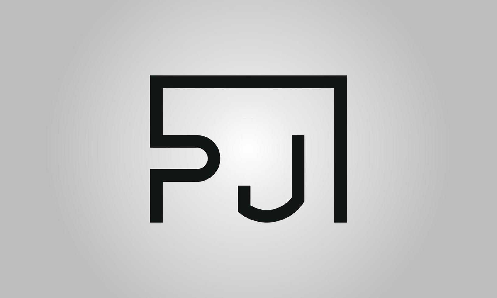 création de logo lettre pj. logo pj avec forme carrée dans le modèle vectoriel gratuit de couleurs noires.