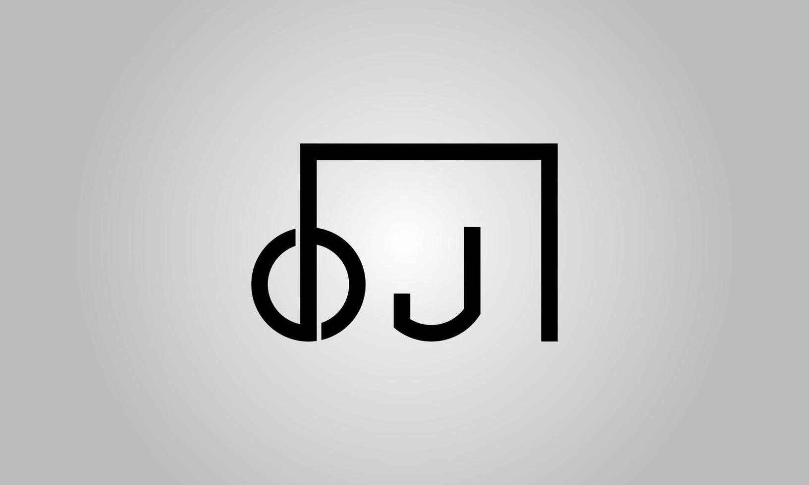 création de logo lettre oj. logo oj avec forme carrée dans le modèle de vecteur gratuit de vecteur de couleurs noires.