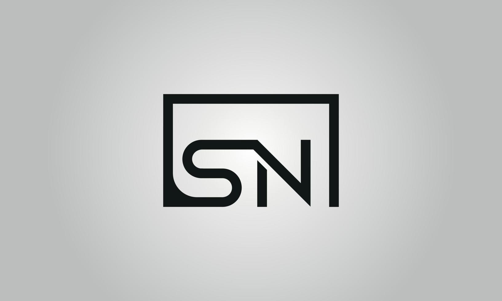 création de logo lettre sn. logo sn avec forme carrée dans le modèle de vecteur gratuit de vecteur de couleurs noires.