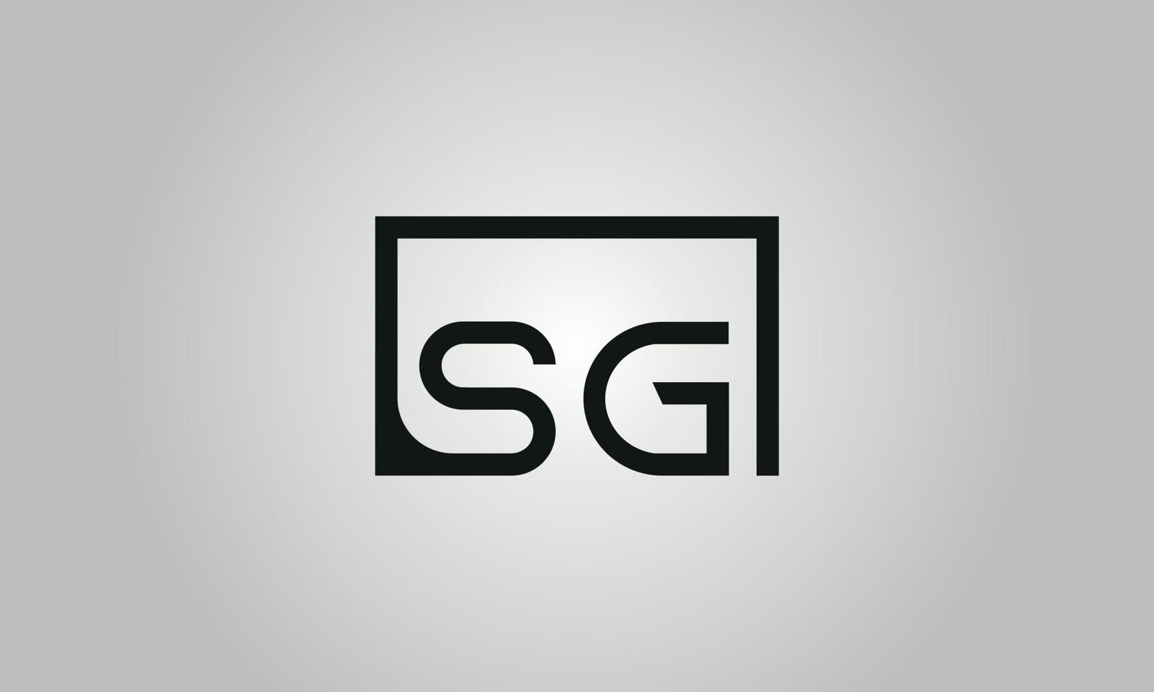 création de logo lettre sg. logo sg avec forme carrée dans le modèle vectoriel gratuit de couleurs noires.