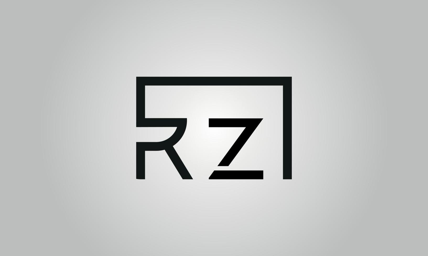 création de logo lettre rz. logo rz avec forme carrée dans le modèle de vecteur gratuit de vecteur de couleurs noires.