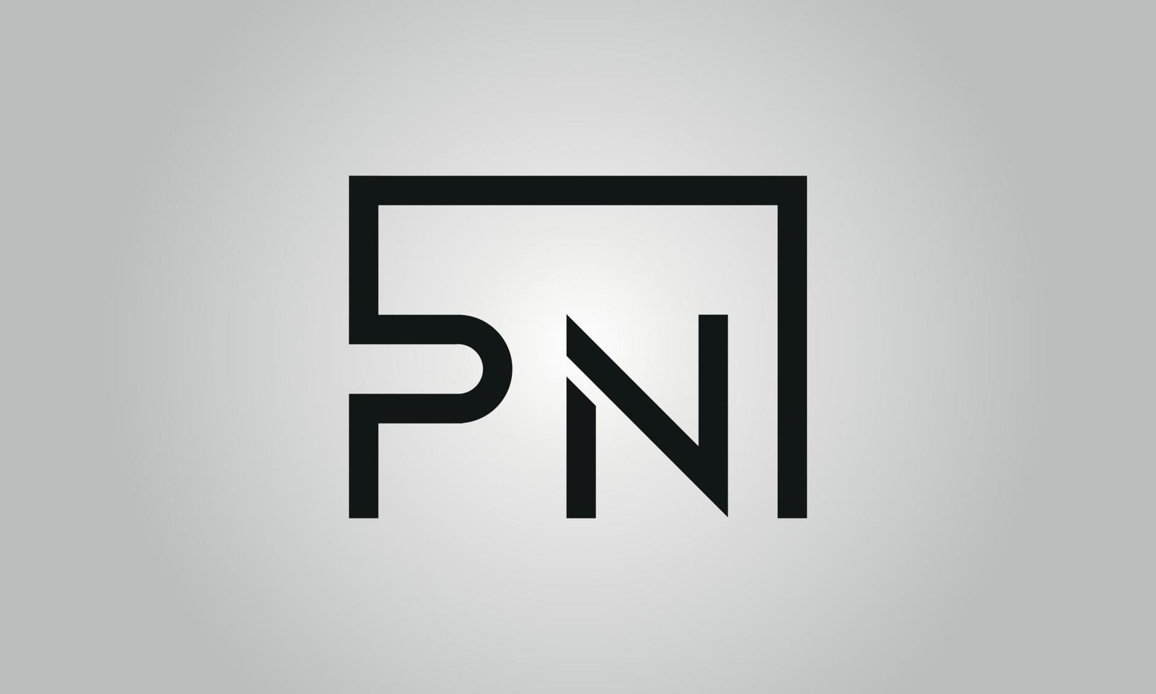 création de logo lettre pn. logo pn avec forme carrée dans le modèle vectoriel gratuit de couleurs noires.