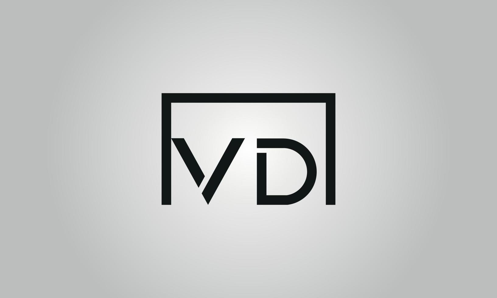 création de logo lettre vd. logo vd avec forme carrée dans le modèle vectoriel gratuit de couleurs noires.