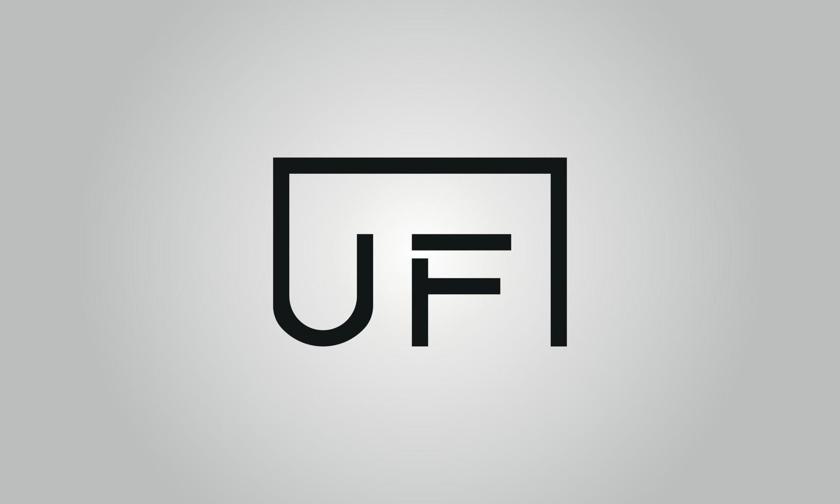 création de logo lettre uf. logo uf avec forme carrée dans le modèle vectoriel gratuit de couleurs noires.