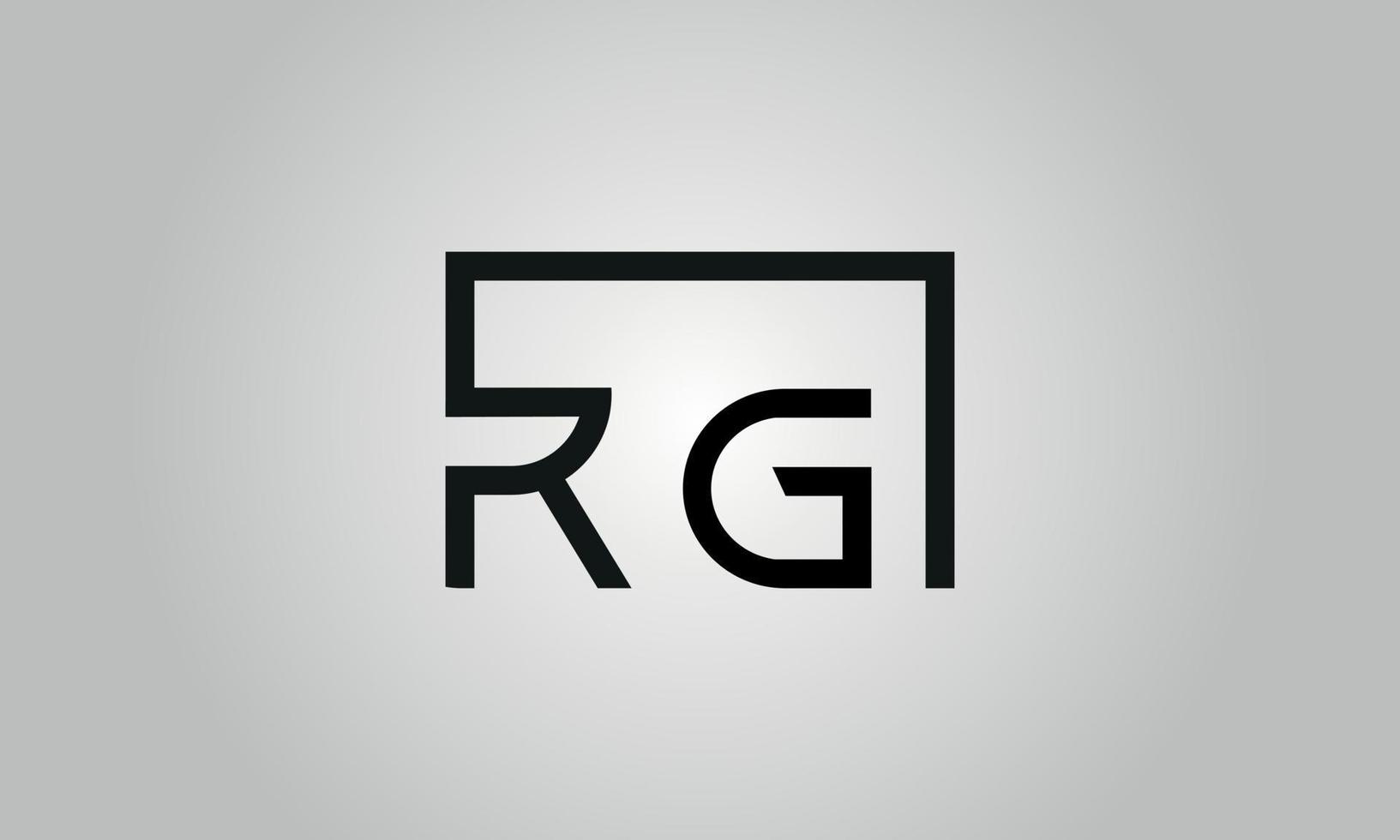 création de logo lettre rg. logo rg avec forme carrée dans le modèle vectoriel gratuit de couleurs noires.