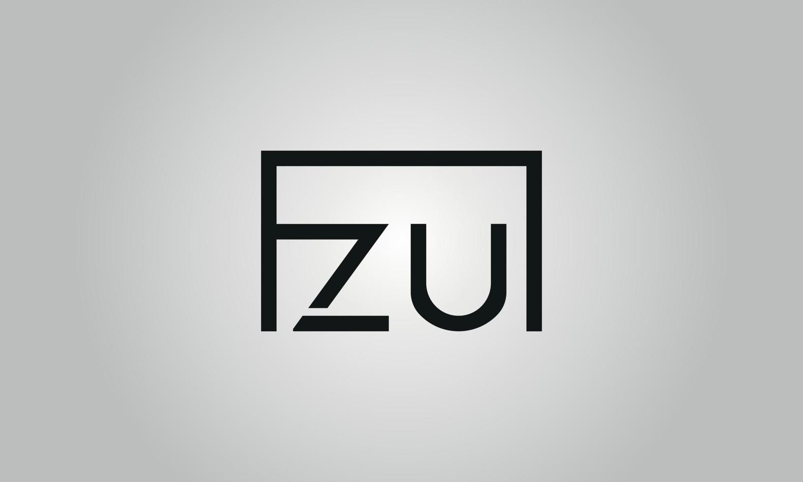 création de logo lettre zu. logo zu avec forme carrée dans le modèle vectoriel gratuit de couleurs noires.