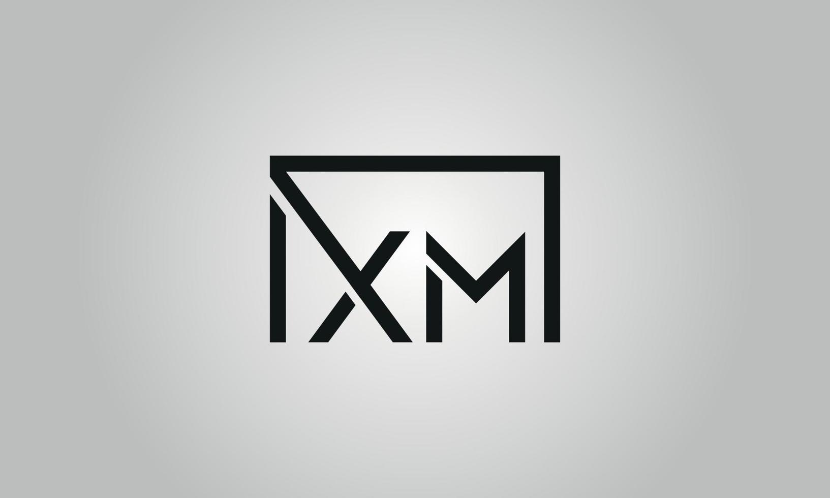 création de logo lettre xm. logo xm avec forme carrée dans le modèle vectoriel gratuit de couleurs noires.