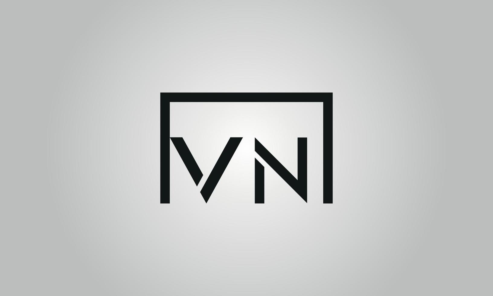 création de logo lettre vn. vnlogo avec forme carrée dans le modèle de vecteur gratuit de couleurs noires.