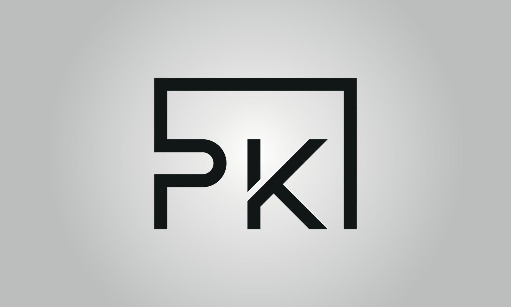 création de logo lettre pk. logo pk avec forme carrée dans le modèle vectoriel gratuit de couleurs noires.