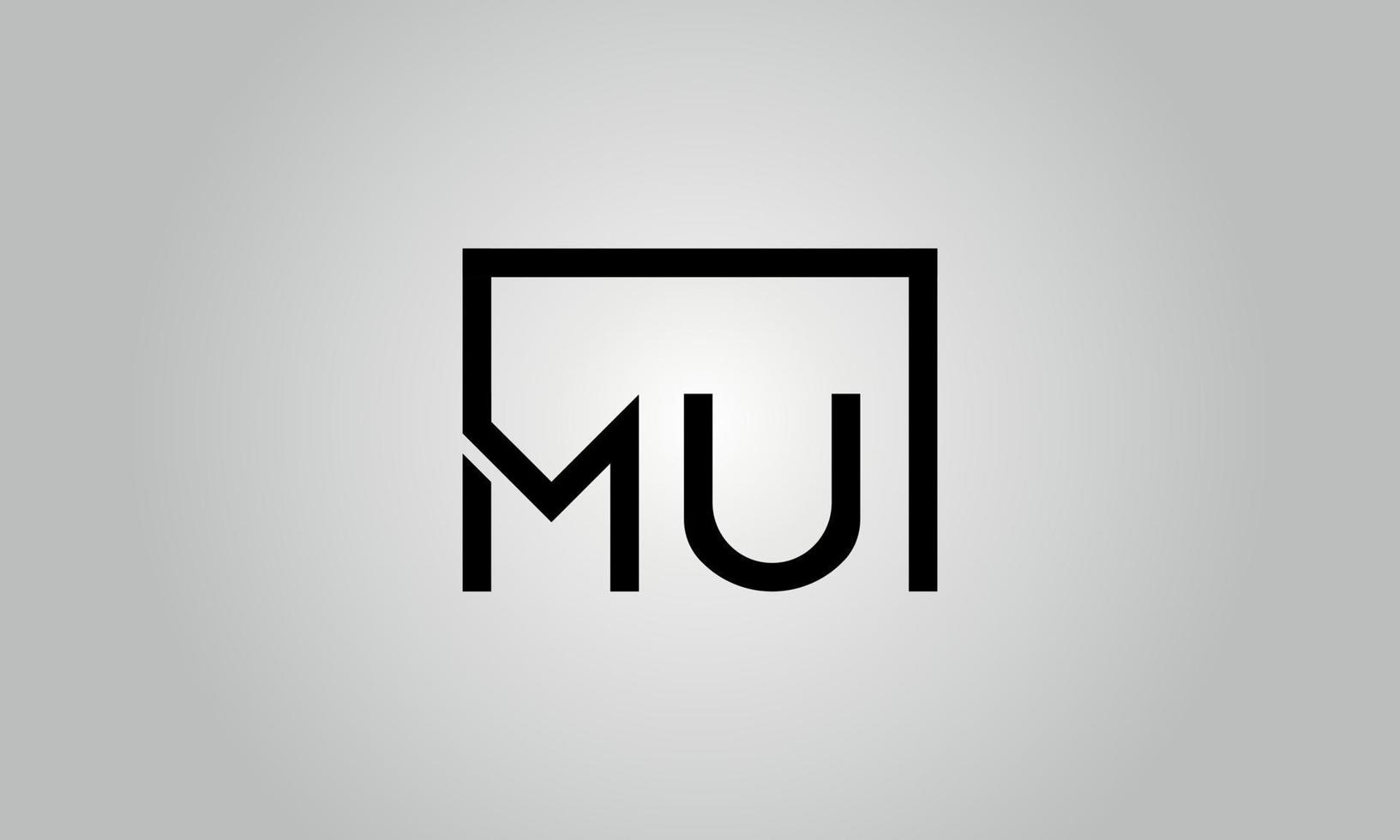 création de logo lettre mu. logo mu avec forme carrée dans le modèle vectoriel gratuit de couleurs noires.