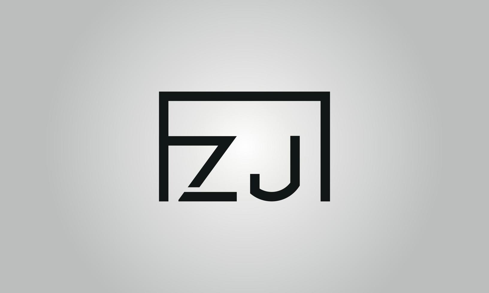 création de logo lettre zj. logo zj avec forme carrée dans le modèle vectoriel gratuit de couleurs noires.