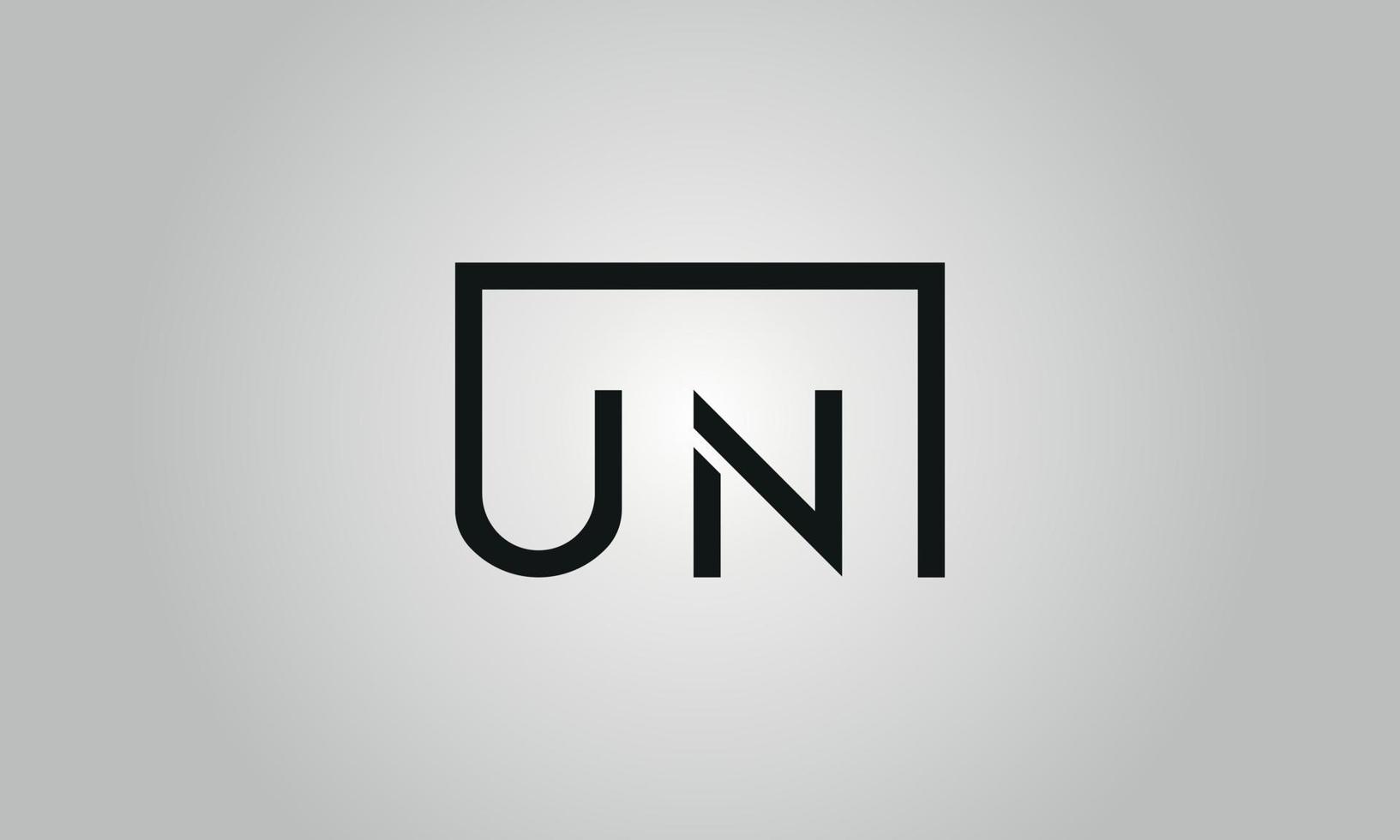 création de logo lettre un. logo onu avec forme carrée dans le modèle vectoriel gratuit de couleurs noires.