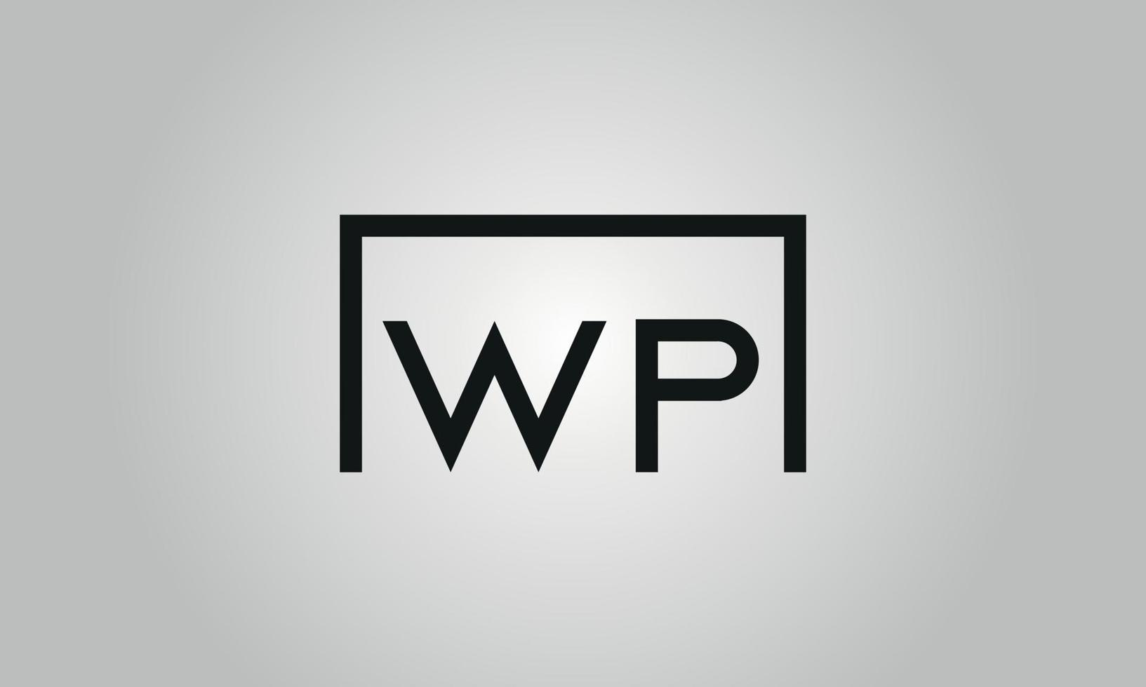 création de logo lettre wp. logo wp avec forme carrée dans le modèle de vecteur gratuit de vecteur de couleurs noires.