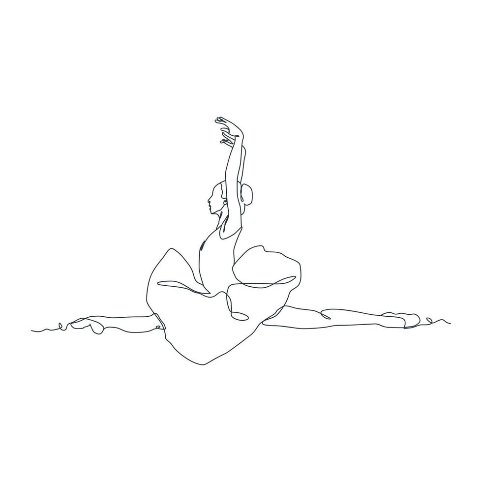 illustration de dessin au trait continu de danseuse de ballet vecteur