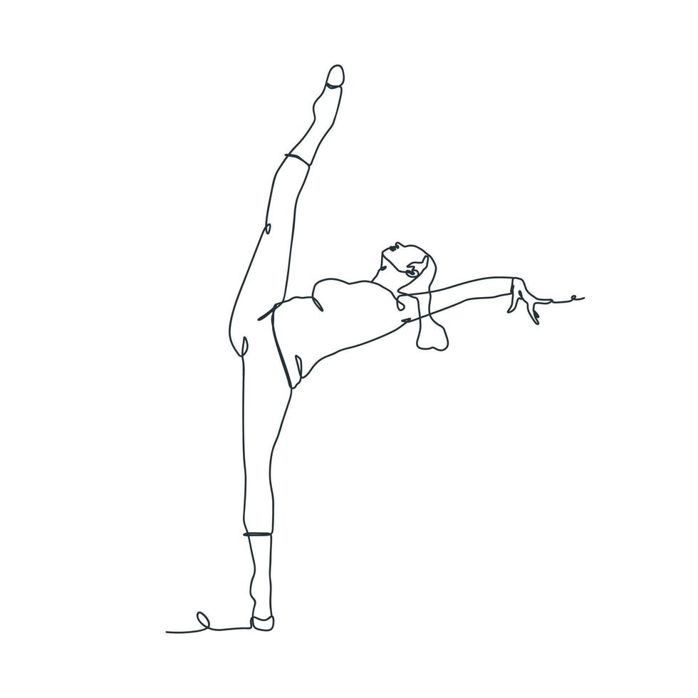 illustration de dessin au trait continu de danseuse de ballet vecteur