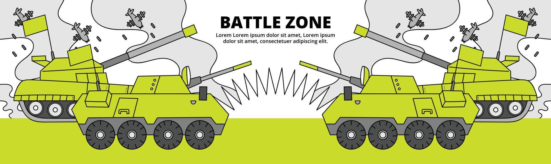 bannière de concept de zone de combat militaire illustration dessinée à la main vecteur