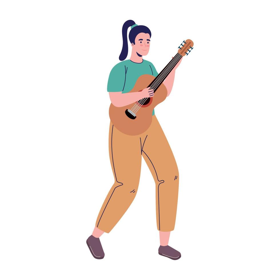 femme jouant de la guitare vecteur