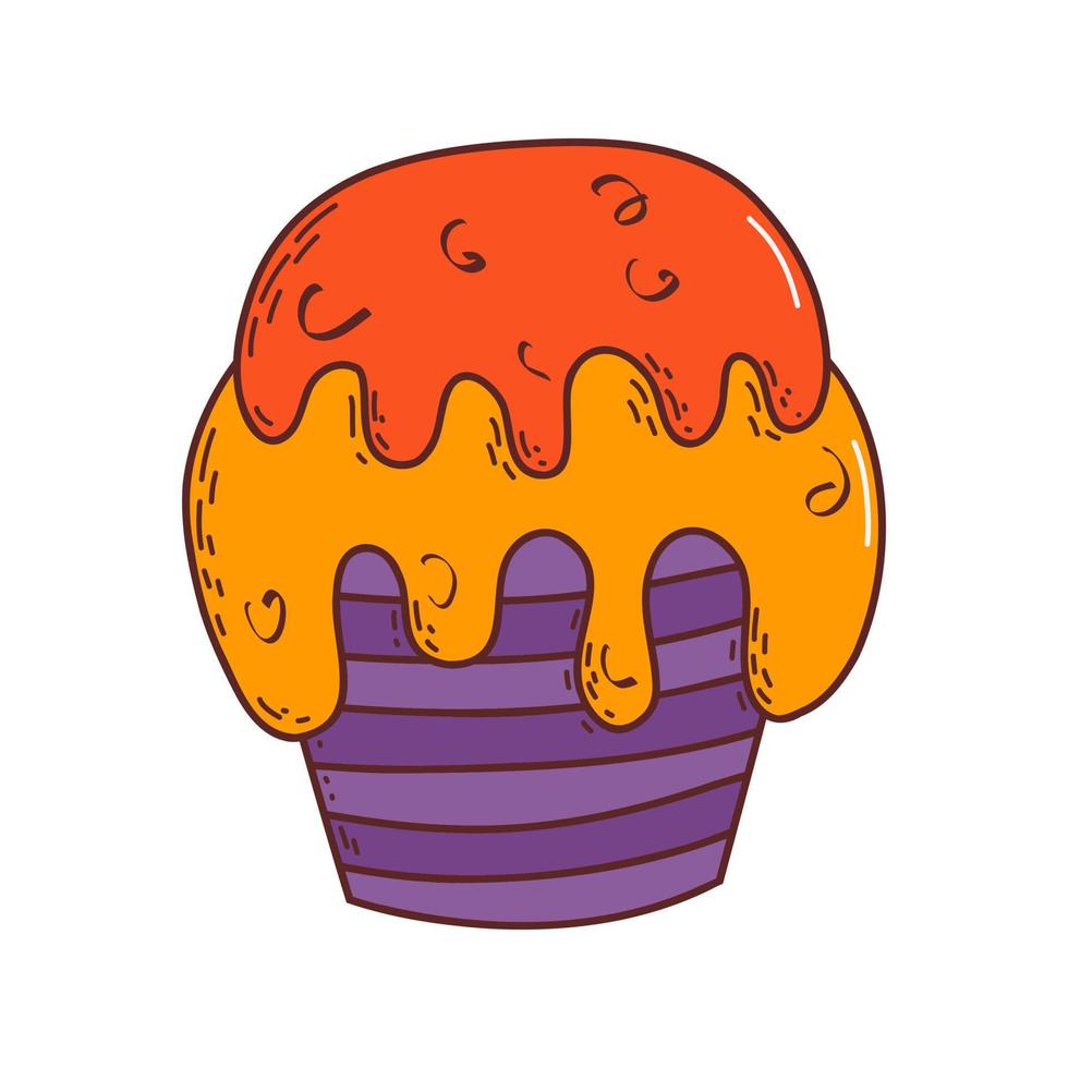 mignon petit gâteau d'halloween. élément d'halloween. concept de truc ou de friandise. illustration vectorielle dans un style dessiné à la main vecteur