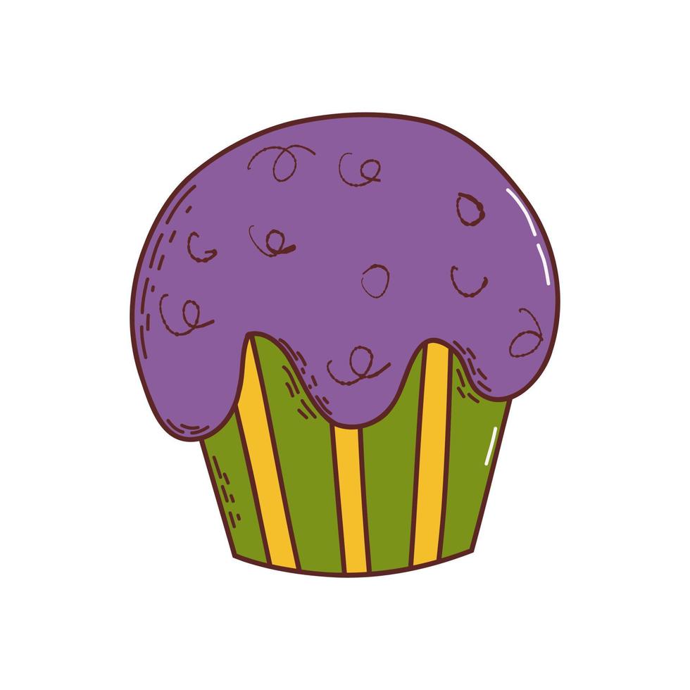 mignon petit gâteau d'halloween. élément d'halloween. concept de truc ou de friandise. illustration vectorielle dans un style dessiné à la main vecteur