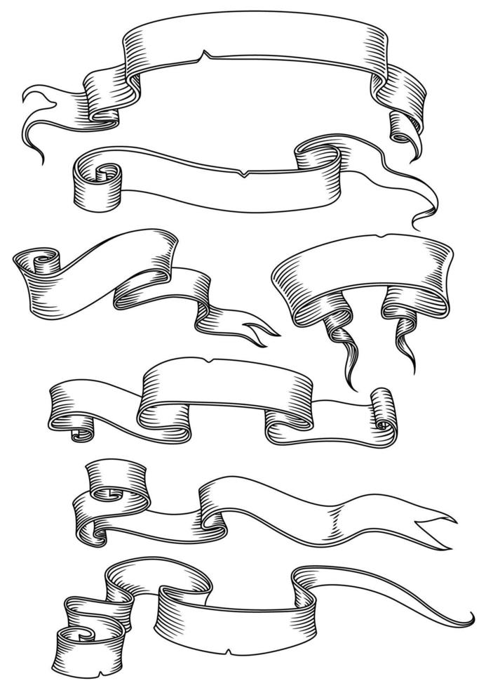 ensemble de bannières, rubans et manuscrits anciens vecteur