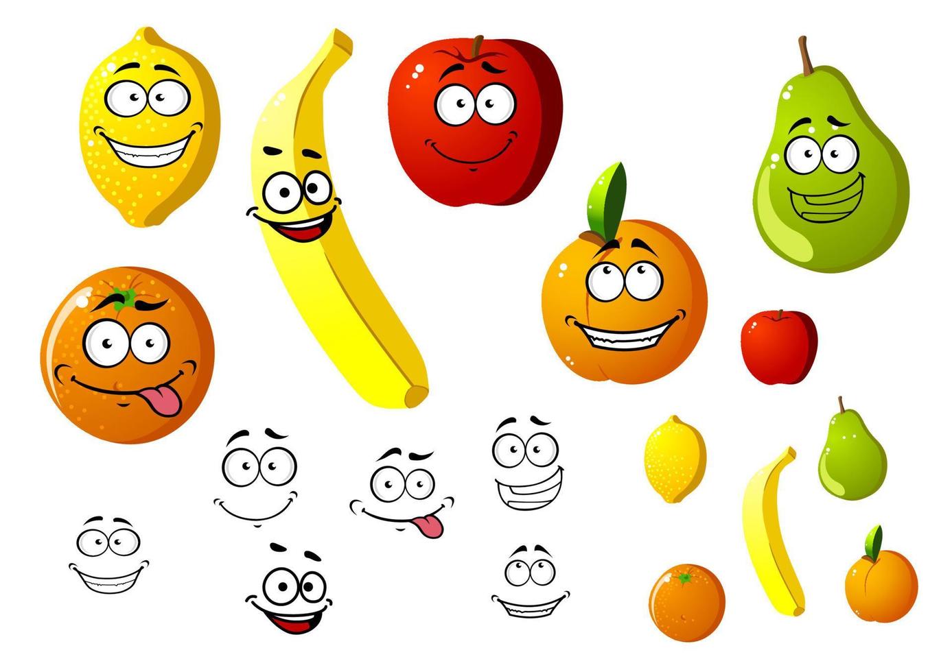 fruits de dessin animé frais appétissants vecteur