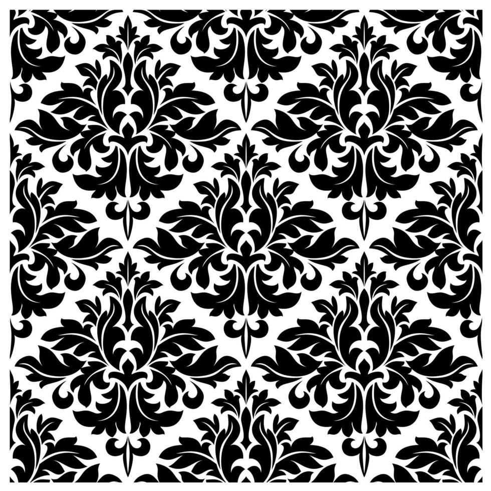 motif floral arabesque noir et blanc vecteur