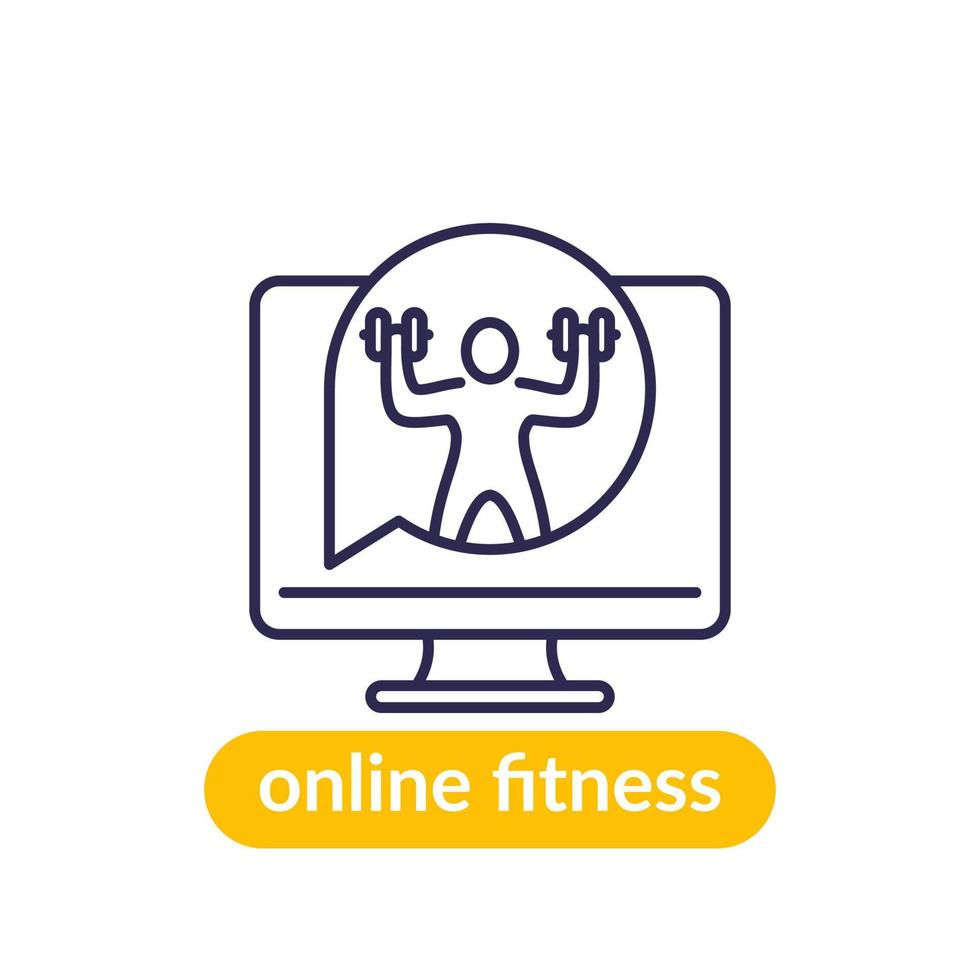 icône de ligne d'entraînement de fitness en ligne vecteur