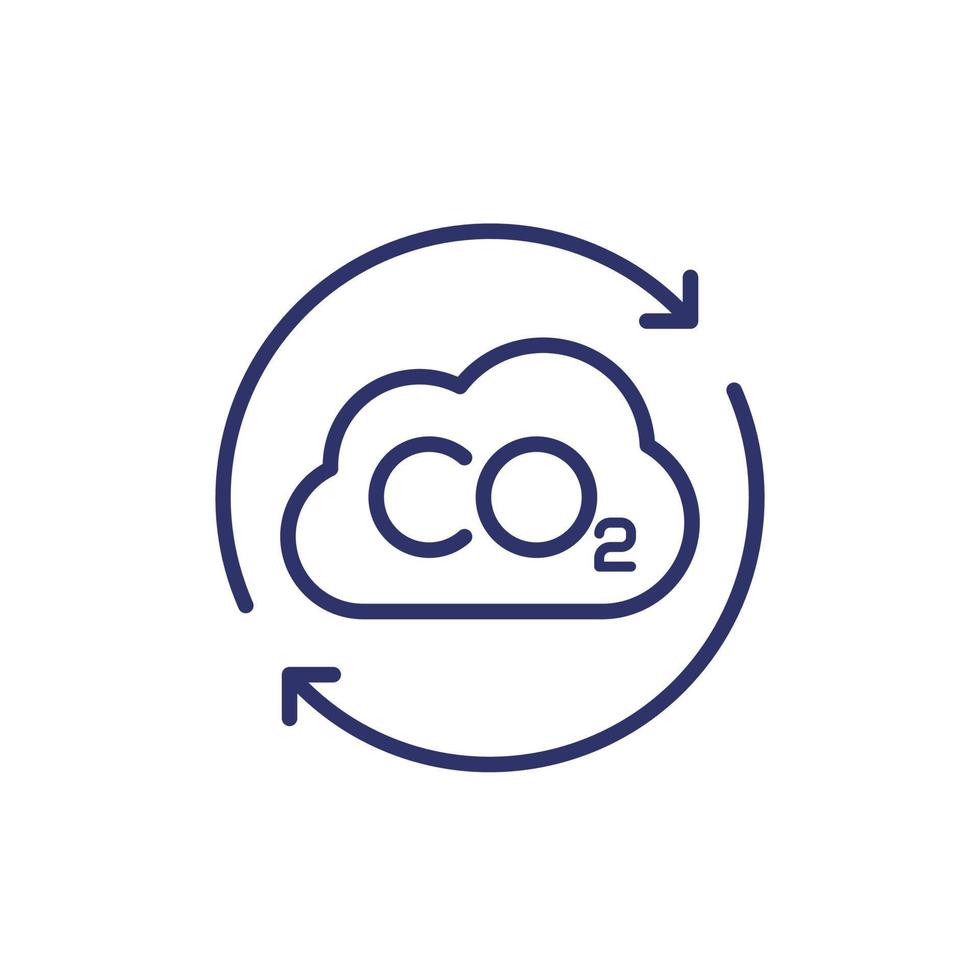 gaz co2, icône de ligne de compensation de dioxyde de carbone vecteur