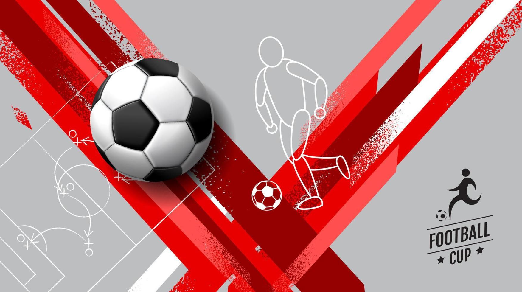 conception de modèle de mise en page de football, carré, ton rouge, fond de sport vecteur