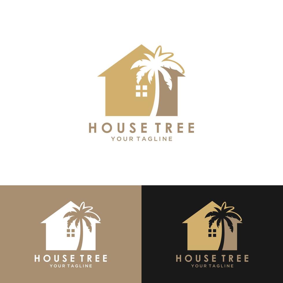 création de logo de maison dans les arbres - vecteur