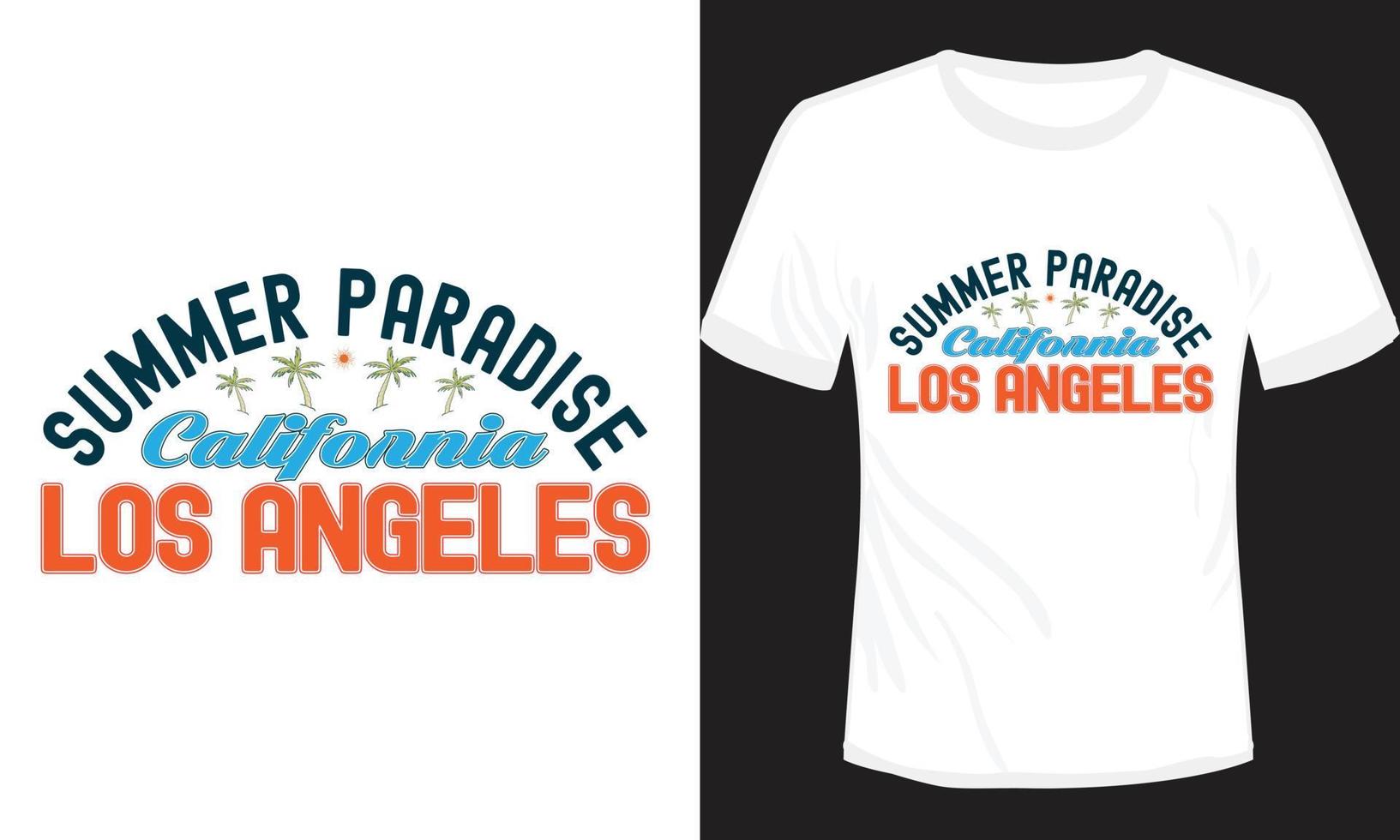 conception de t-shirt paradis d'été en californie vecteur