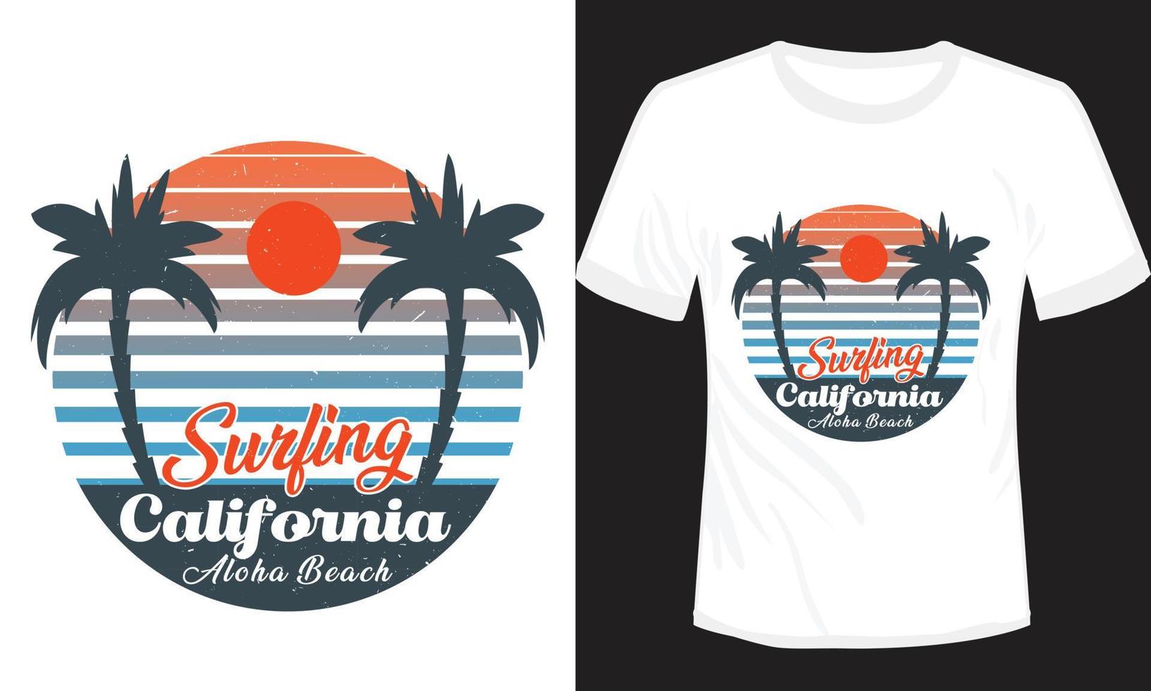 conception de t-shirt surf californie aloha beach vecteur