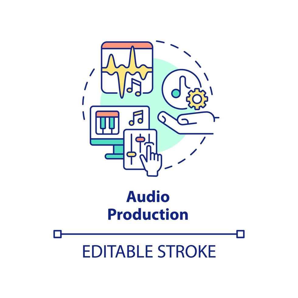 icône de concept de production audio. sélection des meilleures compétences pour l'illustration de la ligne mince de l'idée abstraite du pigiste. commerce de la musique. dessin de contour isolé. trait modifiable. vecteur