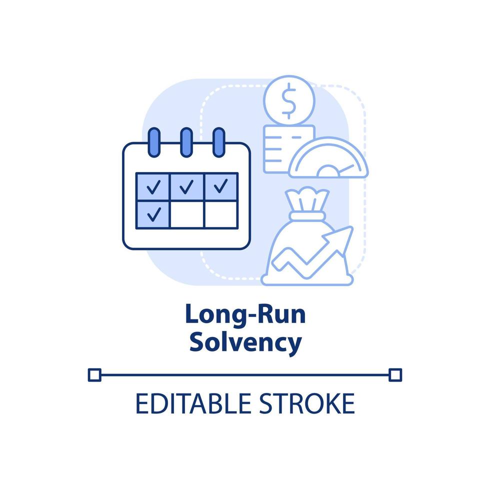 icône de concept bleu clair de solvabilité à long terme. actifs et passifs. équilibre budgétaire idée abstraite illustration de la ligne mince. dessin de contour isolé. trait modifiable. vecteur