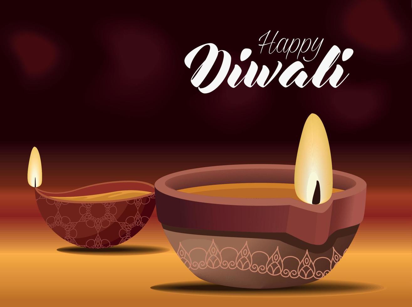 joyeux diwali carte postale vecteur