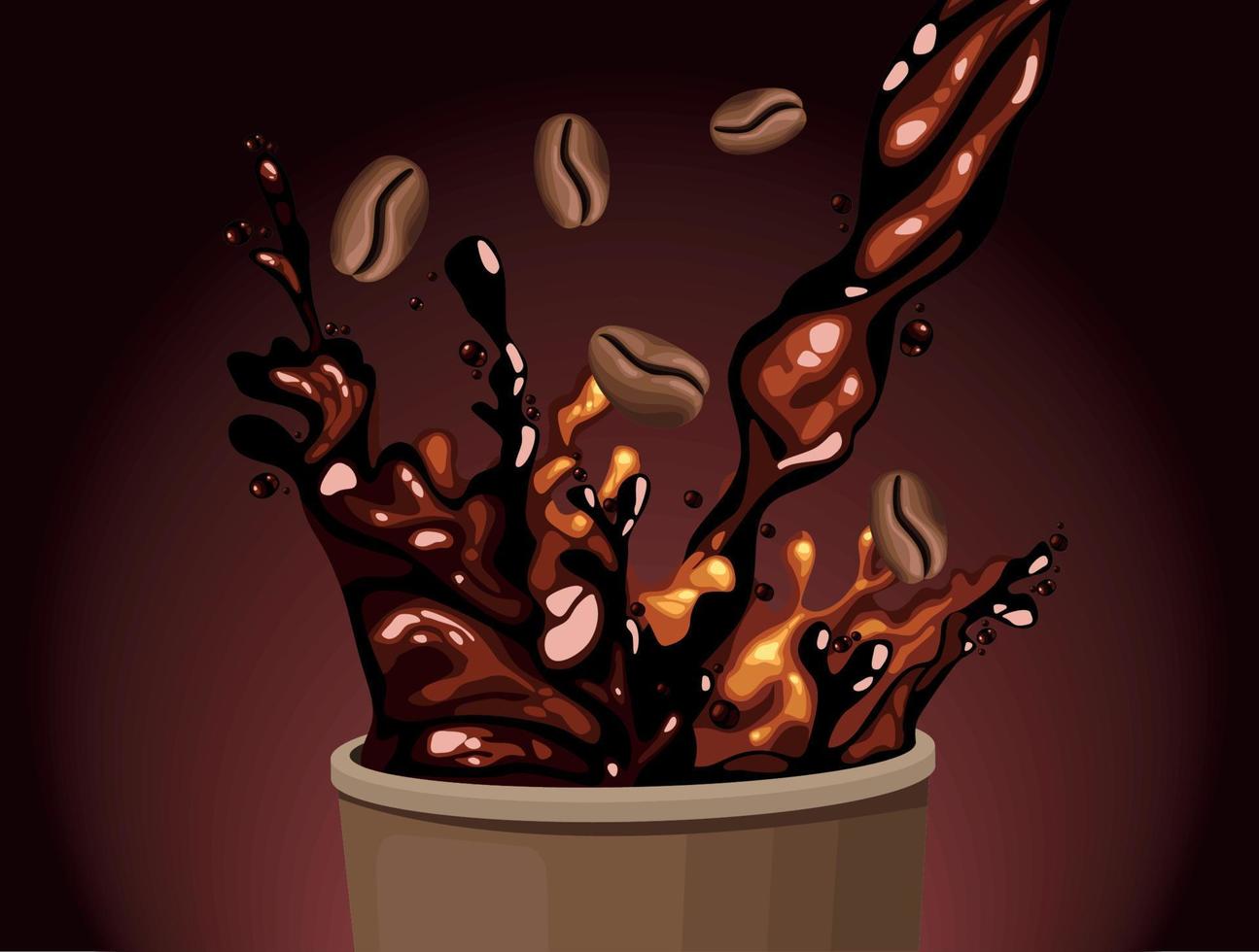 café éclaboussant de grains vecteur