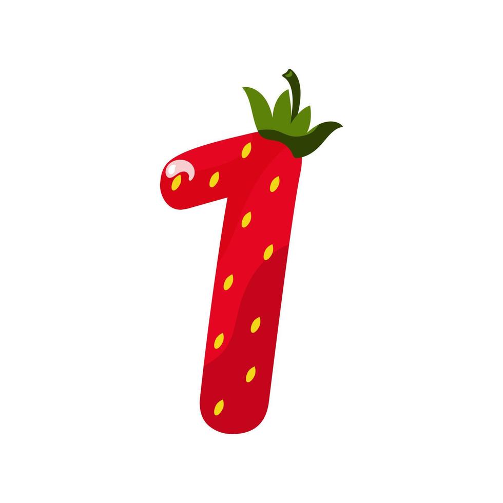 illustration vectorielle du numéro un en motif de fraise. fraise numéro un pour la littérature pour enfants ou la conception matimatique vecteur