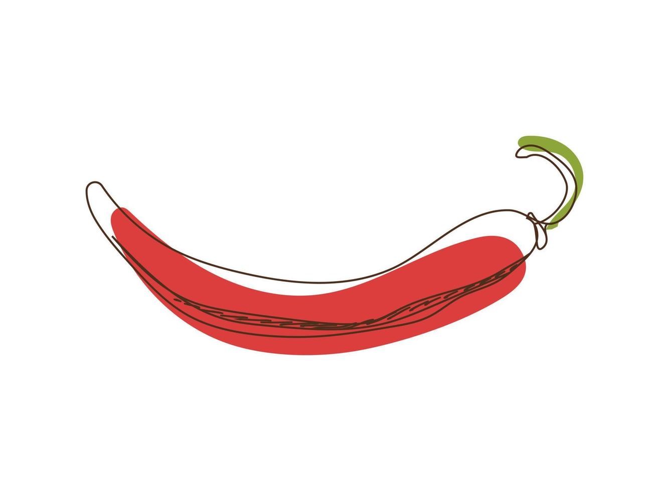 piments. dessin vectoriel d'un poivron linéaire avec des taches rouges et vertes. dessin de piment pour la conception ou l'impression de l'emballage