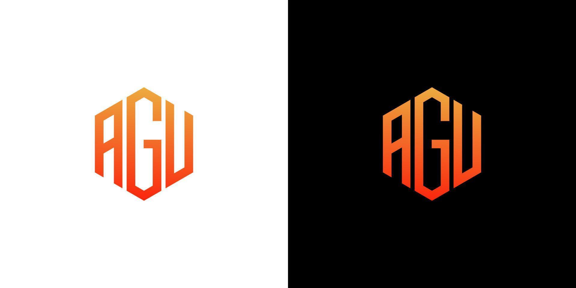 agu lettre logo design polygone monogramme icône vecteur modèle