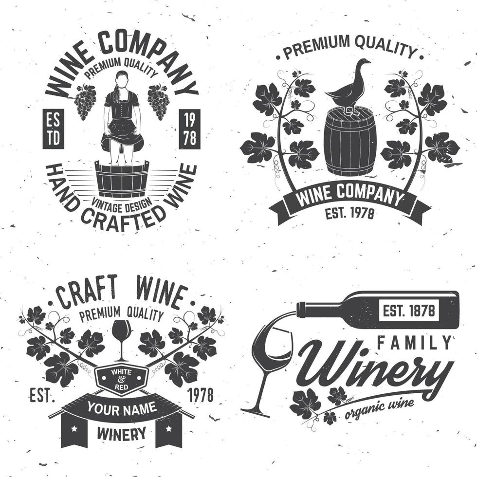 ensemble de badge, signe ou étiquette de la société winer. illustration vectorielle. vecteur