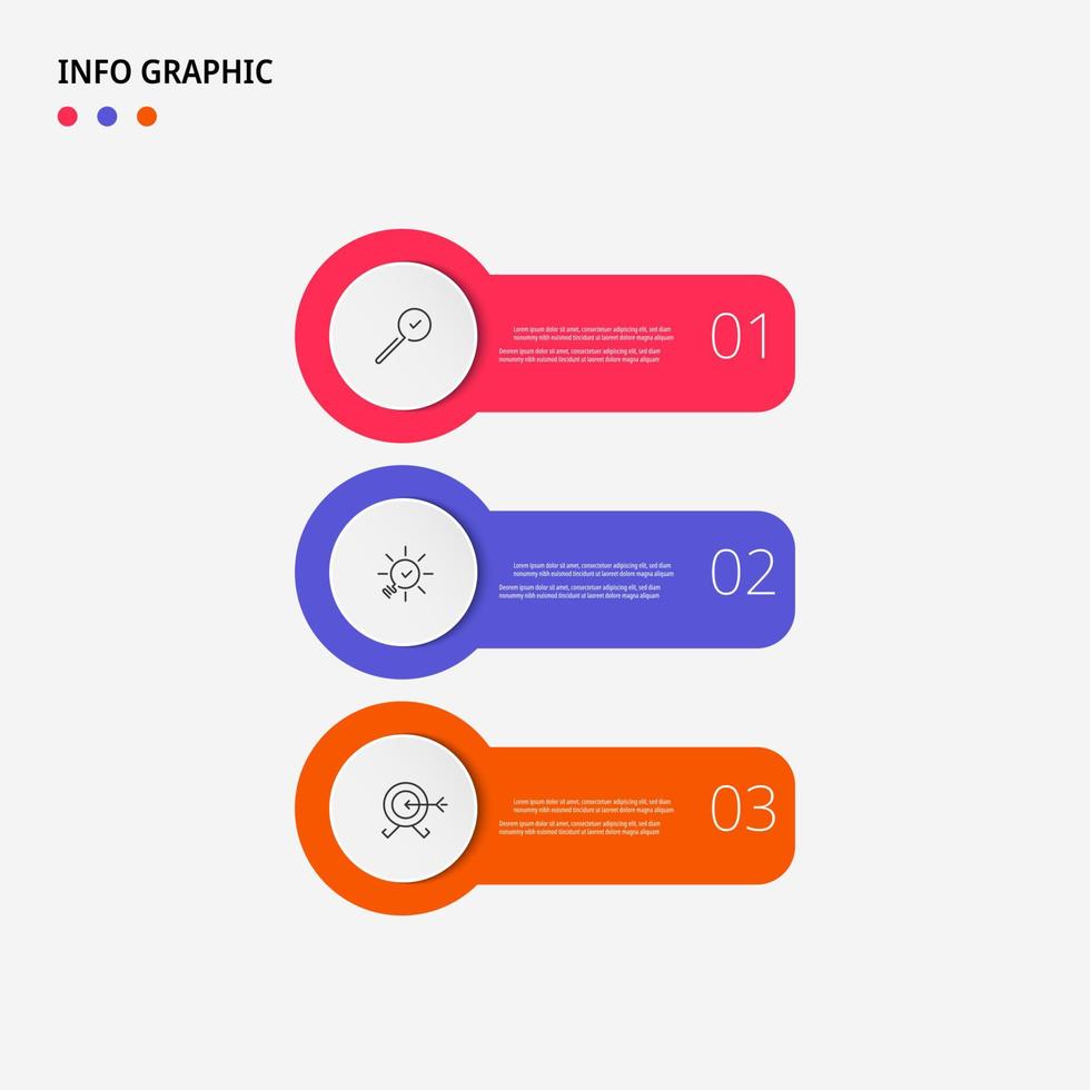 modèle d'entreprise de conception infographique vectorielle avec icônes et 3 options ou étapes. peut être utilisé pour le diagramme de processus, les présentations, la mise en page du flux de travail, la bannière, l'organigramme, le graphique d'informations vecteur