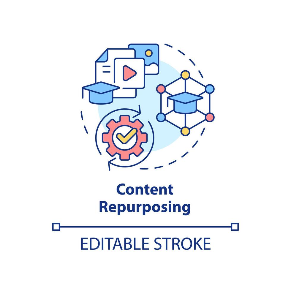 icône de concept de réaffectation de contenu. tendance dans le développement des compétences idée abstraite illustration en ligne mince. choisir de nouveaux formats. dessin de contour isolé. trait modifiable. vecteur